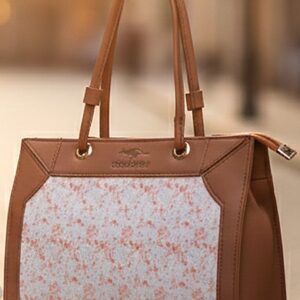brown ladies bag with floral front panel (ssdashu brand)