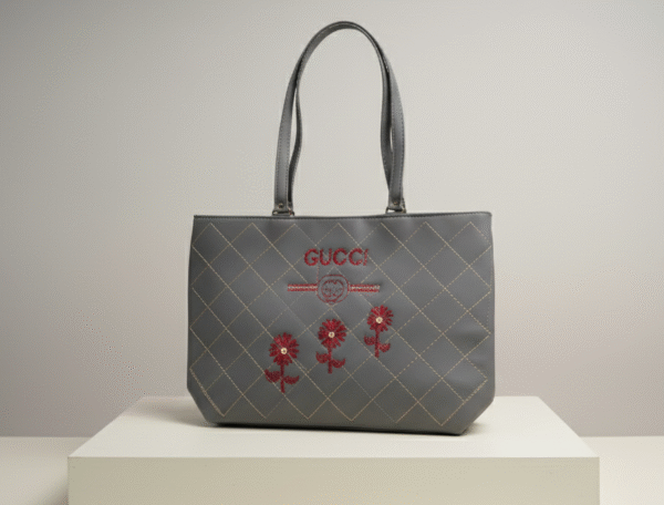 grey handbag