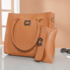 elegant brown handbag with matching wallet