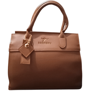 classic brown handbag with golden branding