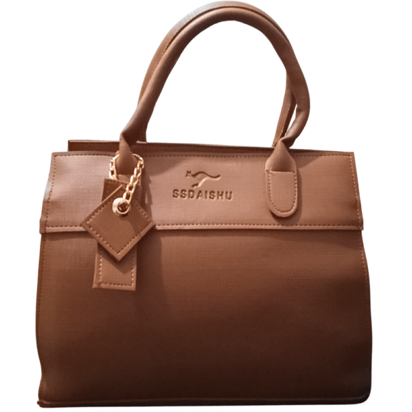 classic brown handbag with golden branding