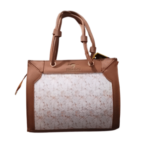 brown tote bag with floral front panel (ssdashu brand)