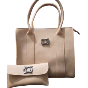 elegant beige handbag with matching wallet