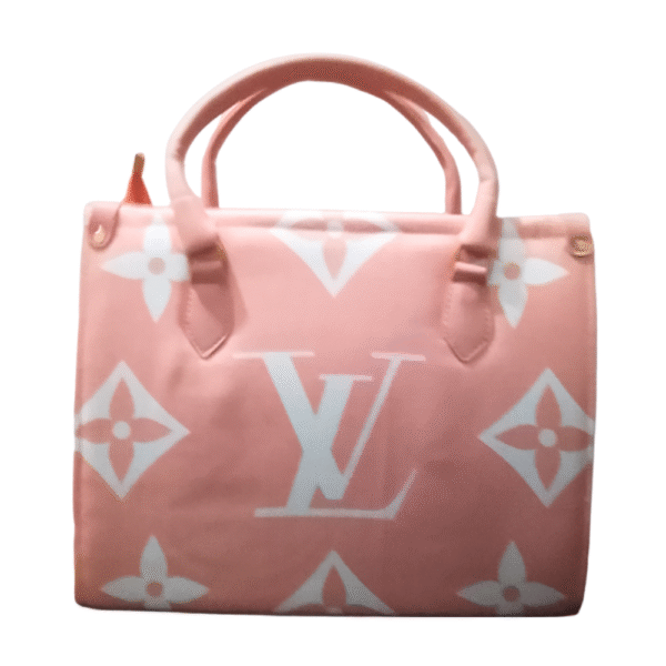 chic pink tote bag with white floral pattern