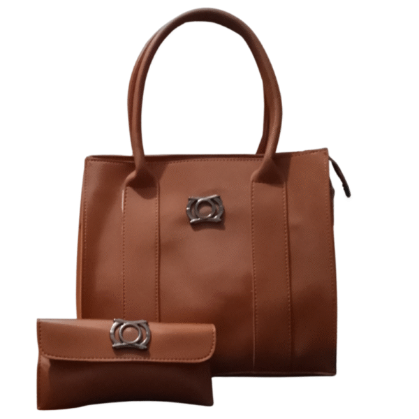 elegant brown handbag with matching wallet