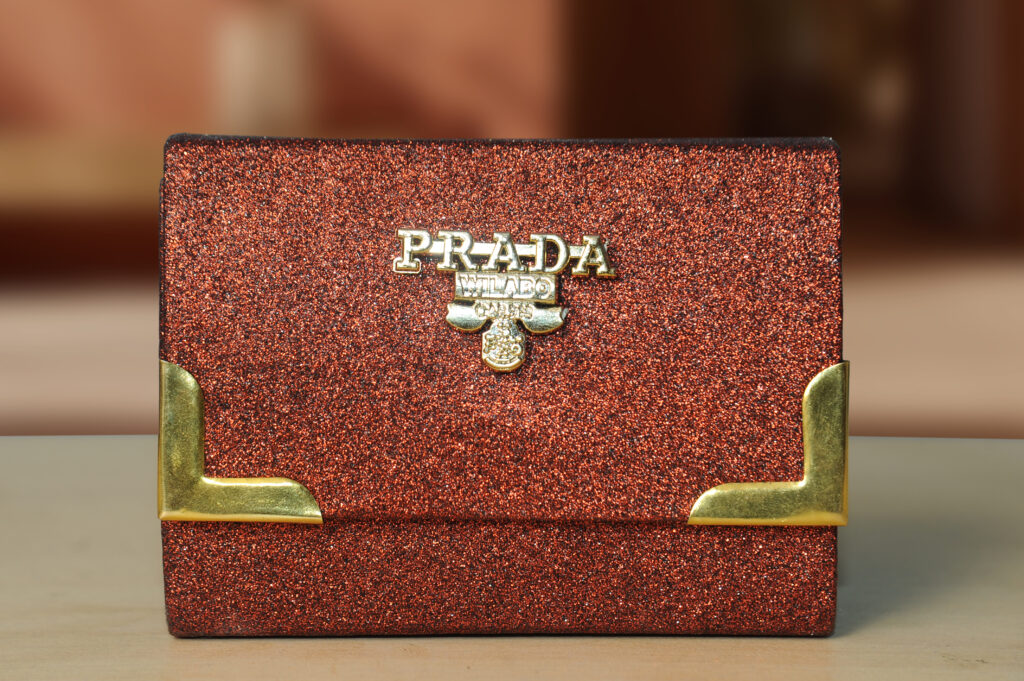 shiny dark red color clutch